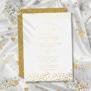 50th Wedding Anniversary Hearts Confetti Gold
