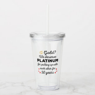 50th Wedding Anniversary I - Gold Funny Couple Acrylic Tumbler