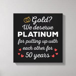 50th Wedding Anniversary I - Gold Funny Couple Canvas Print