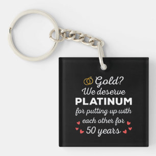 50th Wedding Anniversary I - Gold Funny Couple Key Ring