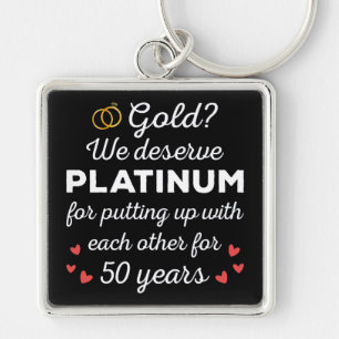 50th Wedding Anniversary I - Gold Funny Couple Key Ring