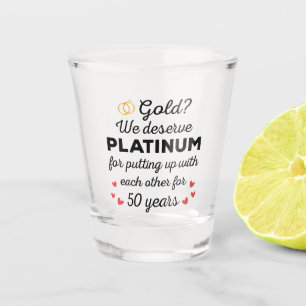 50th Wedding Anniversary I - Gold Funny Couple Shot Glass