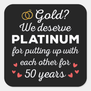 50th Wedding Anniversary I - Gold Funny Couple Square Sticker