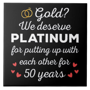 50th Wedding Anniversary I - Gold Funny Couple Tile