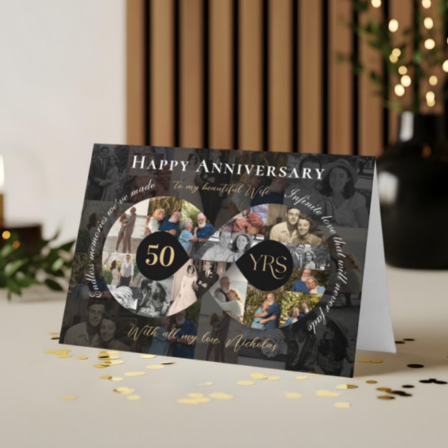 50th Wedding Anniversary Infinity Photo Collage Card (50th Wedding Anniversary Infinity Photo Collage Card)