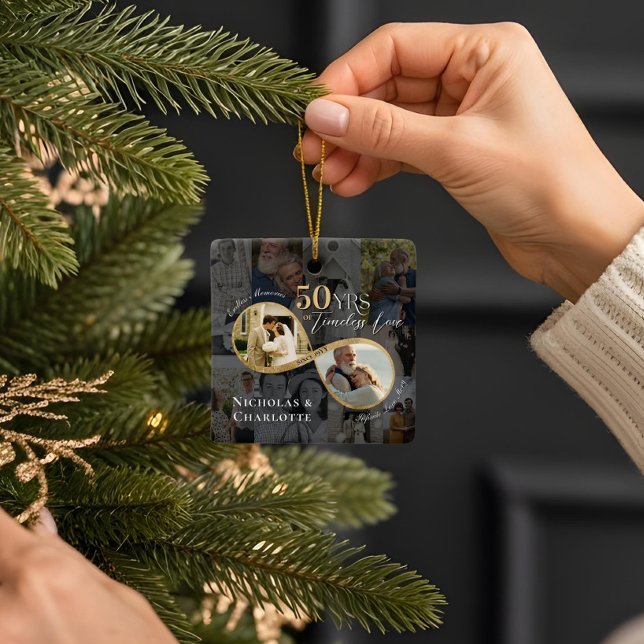 50th Wedding Anniversary Infinity Photo Collage Ceramic Ornament (50th Wedding Anniversary Infinity Photo Collage Ceramic Ornament (Front))