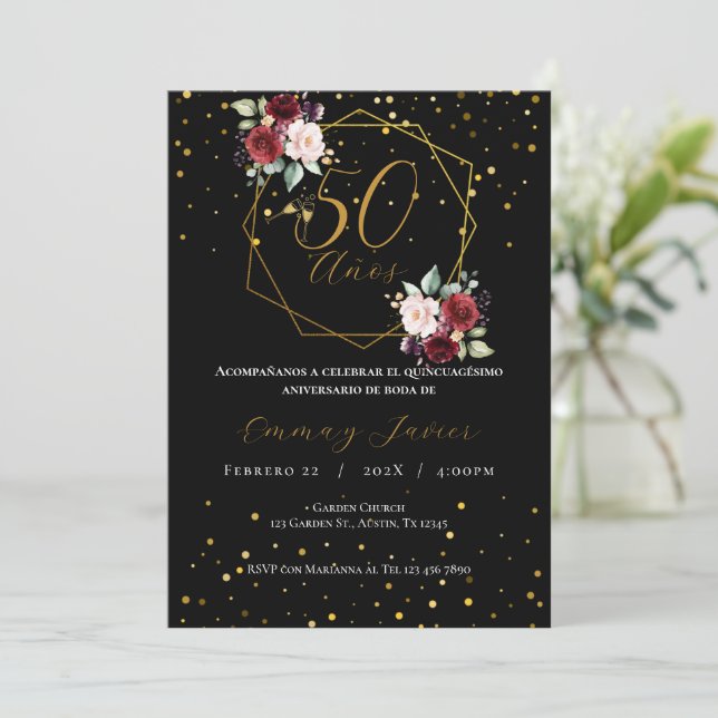 50th Wedding Anniversary Invitation (Standing Front)