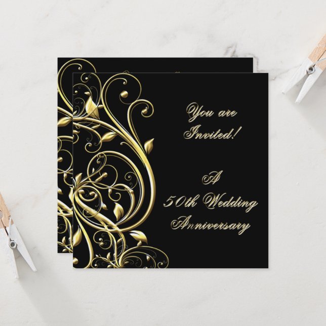 50th Wedding Anniversary Invitation (Front/Back In Situ)