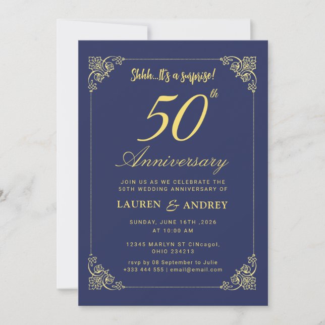50th Wedding Anniversary Invitation (Front)