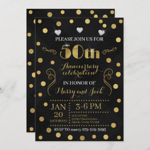 50th Wedding Anniversary Invitation - Black & Gold