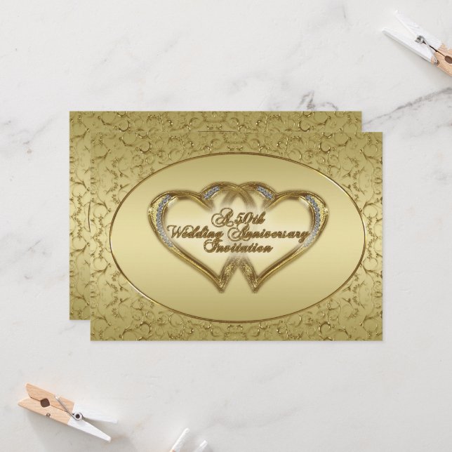 50th Wedding Anniversary Invitation Card (Front/Back In Situ)