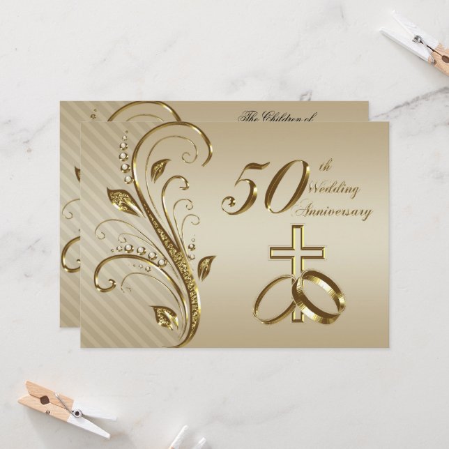 50th Wedding Anniversary Invitation Card (Front/Back In Situ)