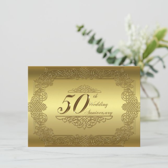 50th Wedding Anniversary Invitation Card (Standing Front)