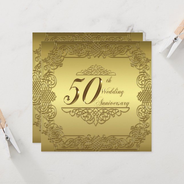 50th Wedding Anniversary Invitation Card (Front/Back In Situ)