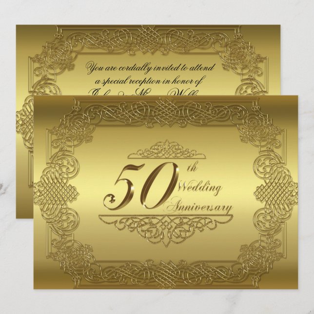 50th Wedding Anniversary Invitation Card (Front/Back)