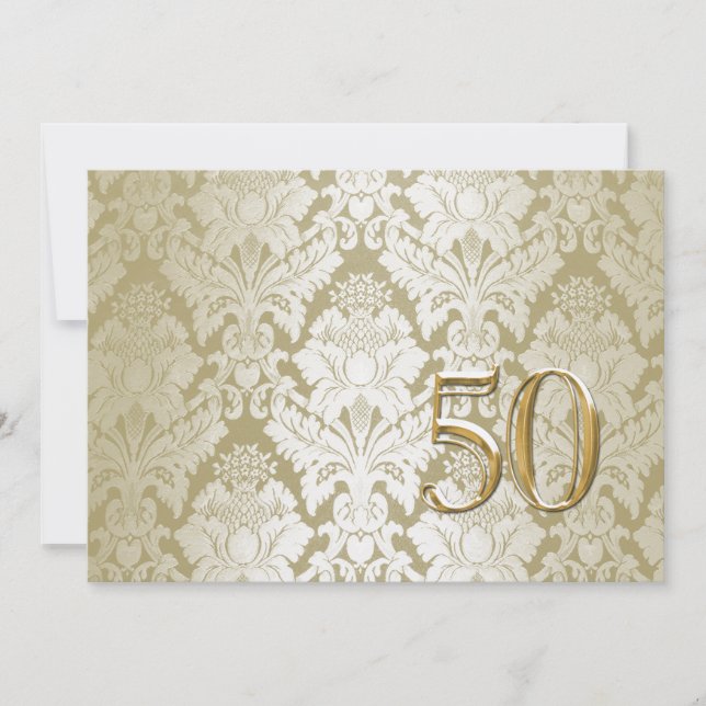 50th Wedding  Anniversary Invitation Classy Damask (Front)