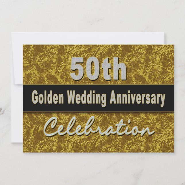 50th Wedding Anniversary Invitation - Golden (Front)