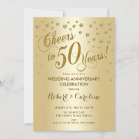 50th Wedding Anniversary Invitation in Gold