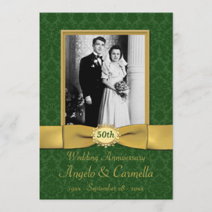 50th Wedding Anniversary Invitation in Green