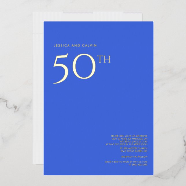 50th Wedding Anniversary Invitation Royal Blue  (Envelope)
