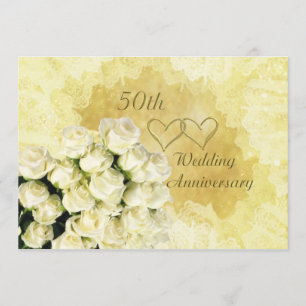 50th Wedding Anniversary Invitation with roses