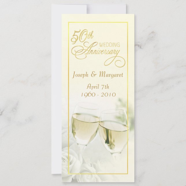 50th Wedding Anniversary Invitations - Tall Ivory (Front)