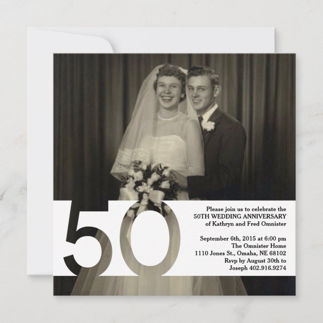 50th Wedding Anniversary Invite 5.25 x 5.25 (Front)