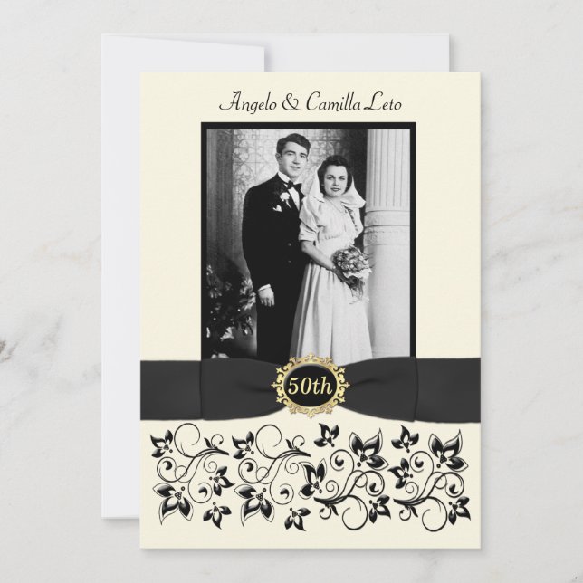 50th Wedding Anniversary Invite - Ivory (Front)