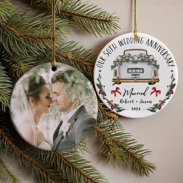 50th Wedding Anniversary Keepsake Design Ornament (Creator Uploaded)
