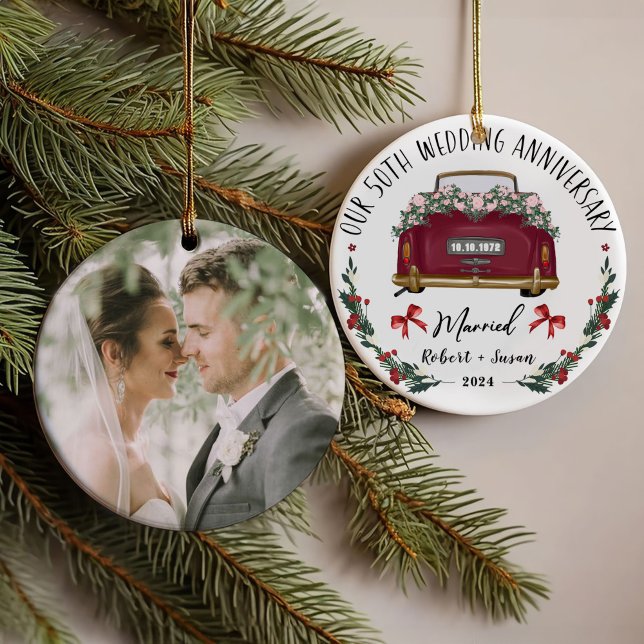 50th Wedding Anniversary Keepsake Design Ornament (Creator Uploaded)