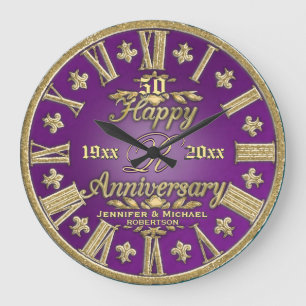 50th Wedding Anniversary Large Clock