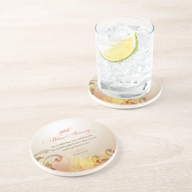 50th Wedding Anniversary, Lord Bless & Keep Coaster (Side)