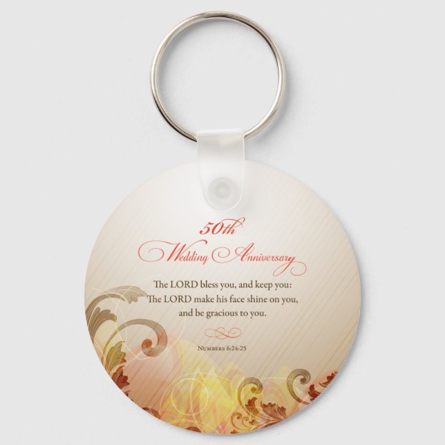 50th Wedding Anniversary, Lord Bless & Keep Key Ring (Front)