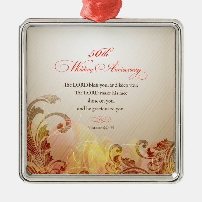 50th Wedding Anniversary, Lord Bless & Keep Metal Tree Decoration (Front)
