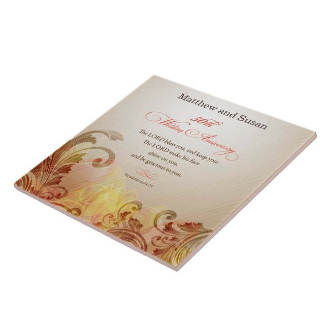 50th Wedding Anniversary, Lord Bless & Keep Tile (Side)
