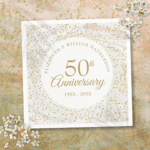 50th Wedding Anniversary Marble Gold Dust Napkin