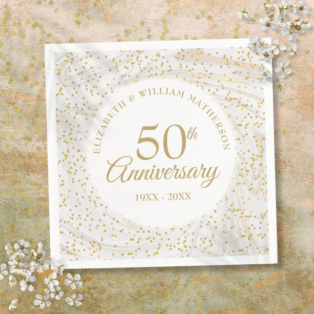 50th Wedding Anniversary Marble Gold Dust Napkin (50th Wedding Anniversary Marble Gold Dust Napkins)