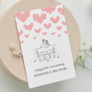 50th Wedding Anniversary Married Couple Hearts Postcard