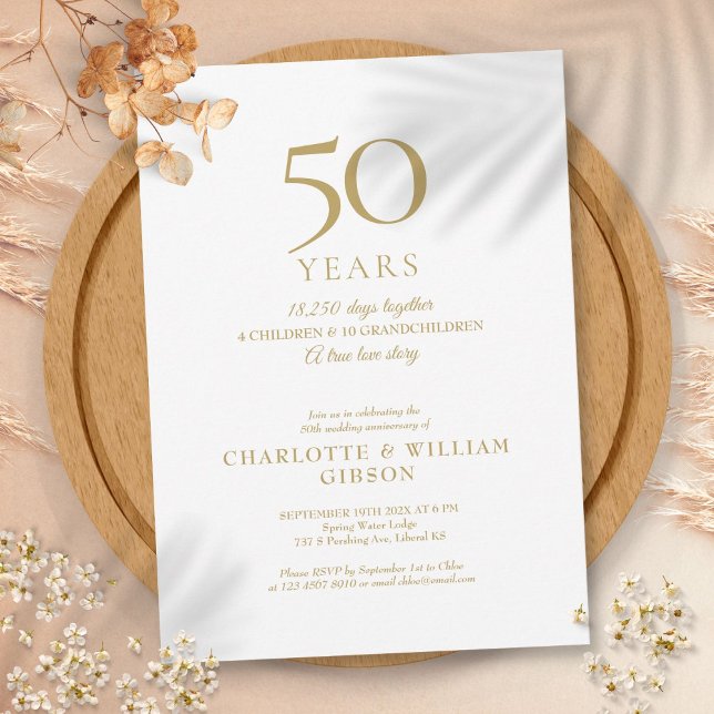 50th Wedding Anniversary Memories Gold Invitation (50th Wedding Anniversary Memories Gold Invitation)
