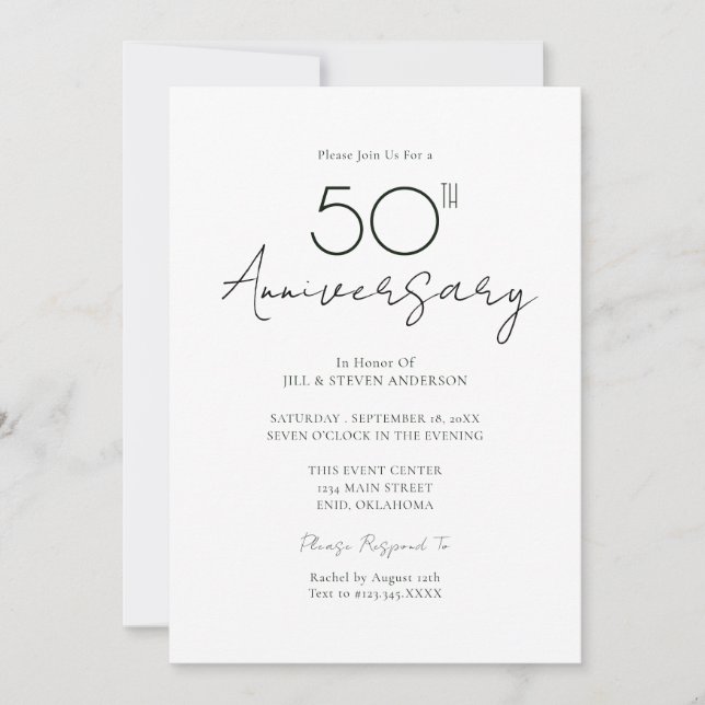 50th Wedding Anniversary Minimal Invitation (Front)
