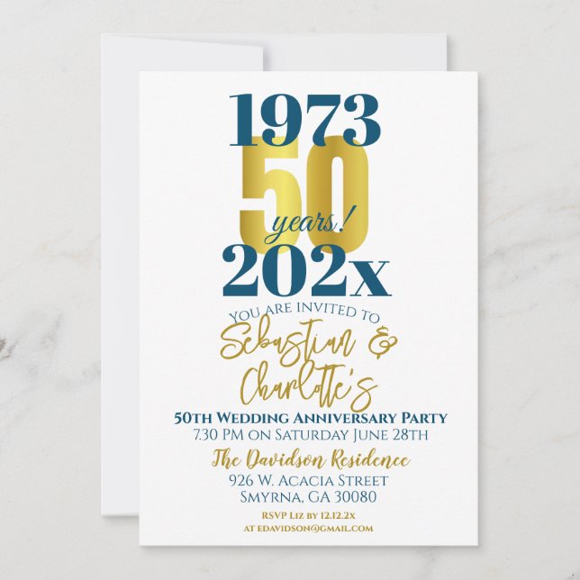 50th Wedding Anniversary Modern Invitation (Front)