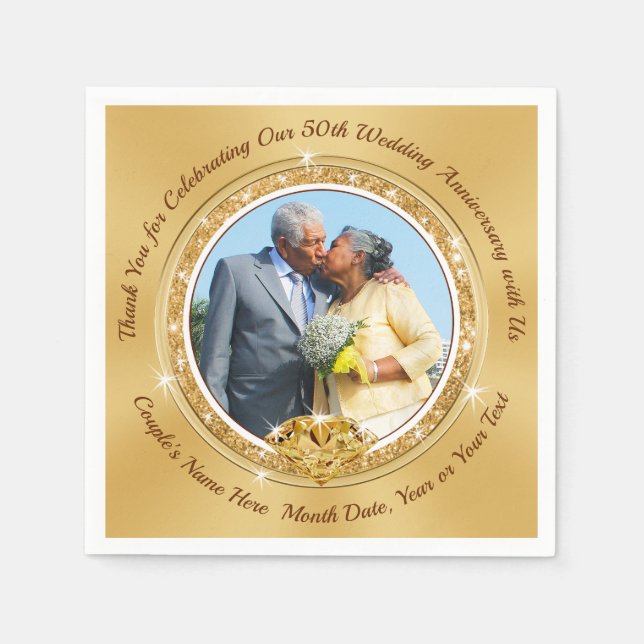 50th Wedding Anniversary Napkins PERSONALIZED (Front)