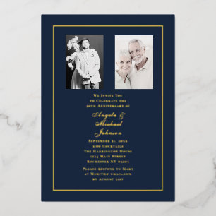 50th Wedding Anniversary Navy Gold Border  