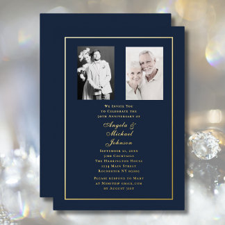 50th Wedding Anniversary Navy Gold Border