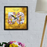 50th Wedding Anniversary Number 50 Photo Collage Square Wall Clock<br><div class="desc">Create your own unique 50th Wedding Anniversary commemorative clock. The design has a brushed gold and black background with a number 50 photo collage and your personalised text. The photo template is set up for you to add 11 of your favourite pictures which will automatically form the number 50. You...</div>
