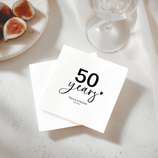 50th Wedding Anniversary Party Black And White  Napkin (Creator Uploaded)