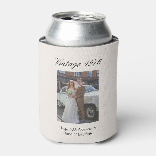 50th Wedding Anniversary Party Favor Custom Photo Can Cooler (Can Front)