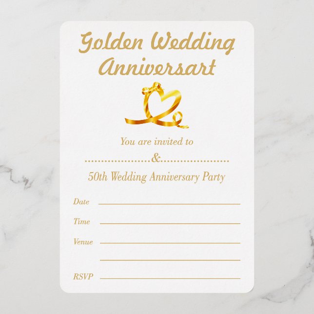 50th Wedding Anniversary Party Foil Invitation (Front)
