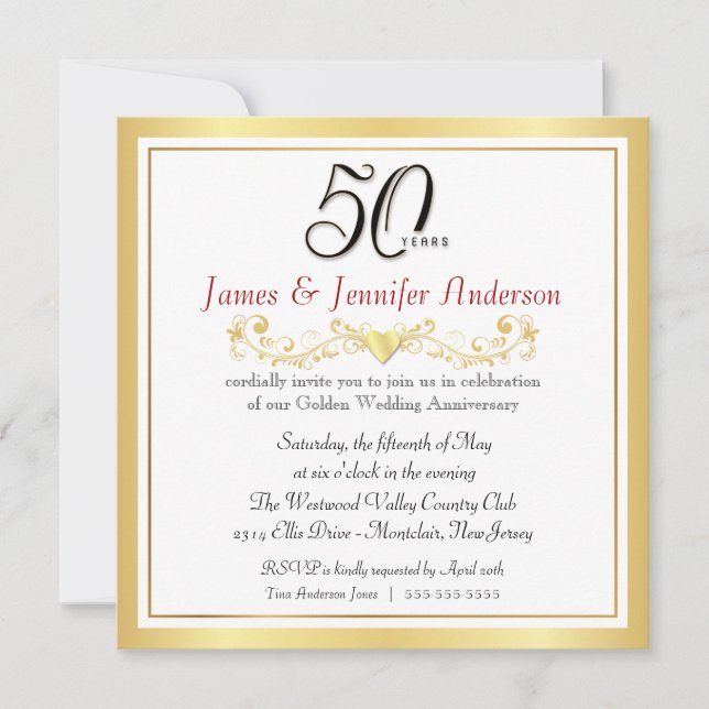 50th Wedding Anniversary Party Invitations (Front)