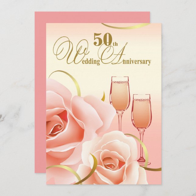 50th Wedding Anniversary Party Invitations (Front/Back)
